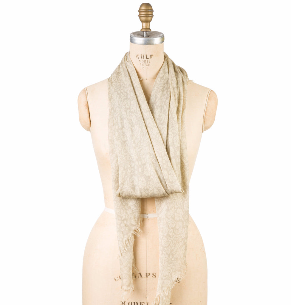 Modal Holiday Floral Print - Tan - Square One Source