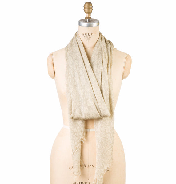 Modal Holiday Floral Print - Tan - Square One Source